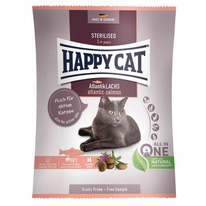 Happy Cat Steril Atlantic Lachs Somonlu Kısır Kedi Maması 80 gr