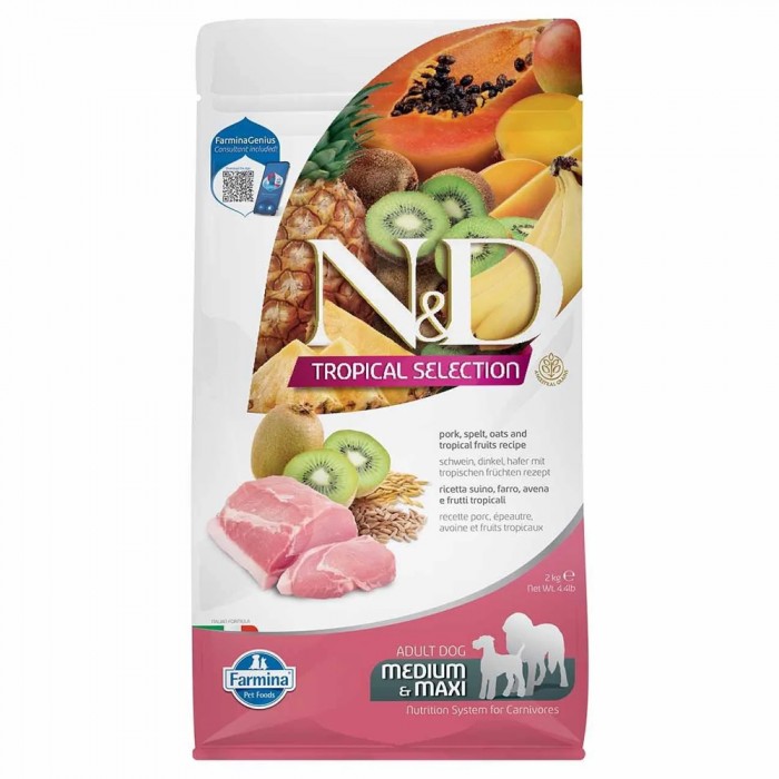 N&D Tropical Selection - Domuzlu ve Tropikal Meyveli Orta ve Büyük Irk Yetişkin Köpek Maması 2KG