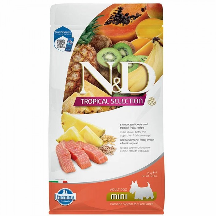 N&D Tropical Selection - Somonlu ve Tropikal Meyveli Küçük Irk Yetişkin Köpek Maması 1,5KG