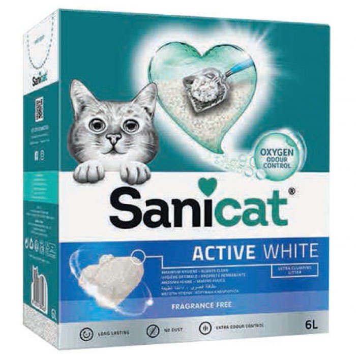 Sanicat Active White Ultra Topaklanan Oksijen Control Kedi Kumu 6 Lt