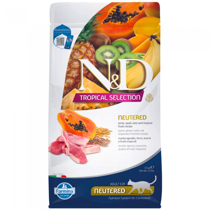 N&D Tropical Selection - Kuzulu ve Tropikal Meyveli Kısırlaştırılmış Kedi Maması 1,5KG