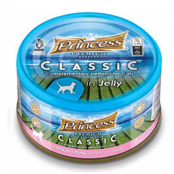 Princess Classic Tavuklu Ton Balıklı Karidesli ve Pirinçli Yetişkin Kedi Konservesi 170gr