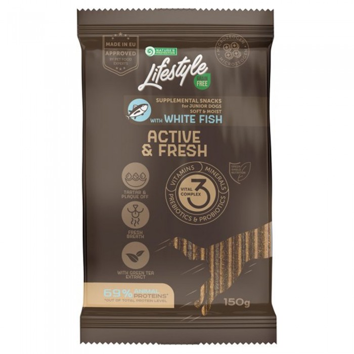 Nature's Protection Life Style Beyaz Balıklı Aktif Yavru Köpek Ödülü Stick 150gr