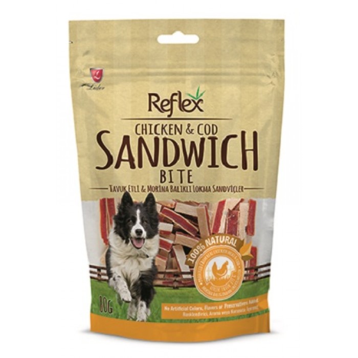 Reflex Tavuk ve Morina Balık Sandviç Çubuk Köpek Kurutulmuş Et Ödülü 80 gr