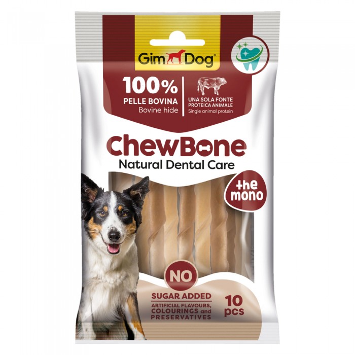 GimDog ChewBone Naturel Burgu Çubuk Köpek Kemiği 80gr (10'lu)