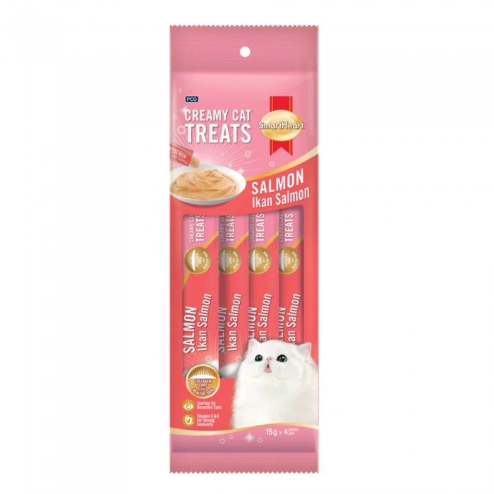 Smart Heart Somonlu Krema Kedi Sıvı Ödül Maması 15gr (4'lü)