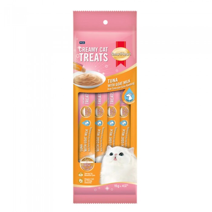 Smart Heart Ton&Keçi Sütlü Krema Kedi Sıvı Ödül Maması 15gr (4'lü)