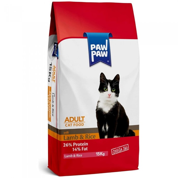 Paw Paw Kuzulu ve Pirinçli Yetişkin Kedi Maması 15KG