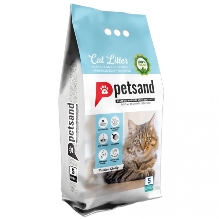 Petsand Marsilya Sabunu Topaklaşan Kedi Kumu 10 Lt