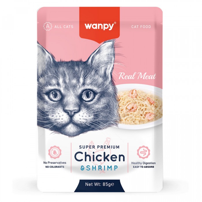 Wanpy Pouch Tavuklu & Karidesli Yaş Kedi Maması 85g