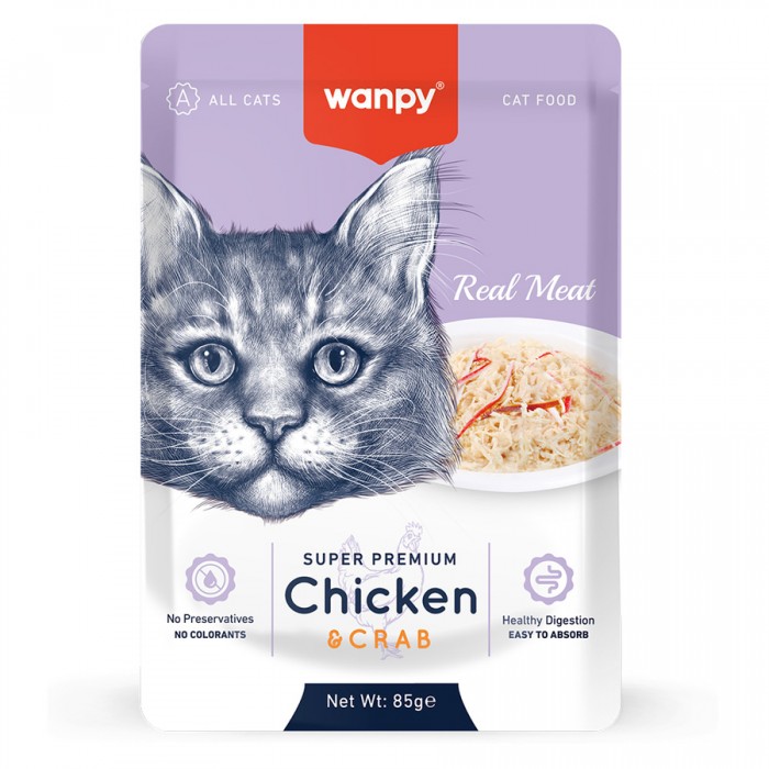 Wanpy Pouch Tavuklu & Yengeçli Yaş Kedi Maması 85g