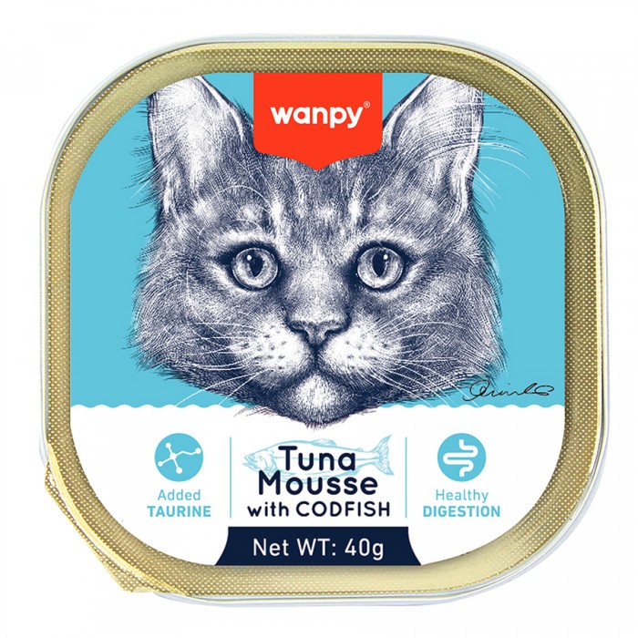 Wanpy Alutray Ton Balıklı & Morina Balıklı Kedi Yaş Maması 40g (6'lı)