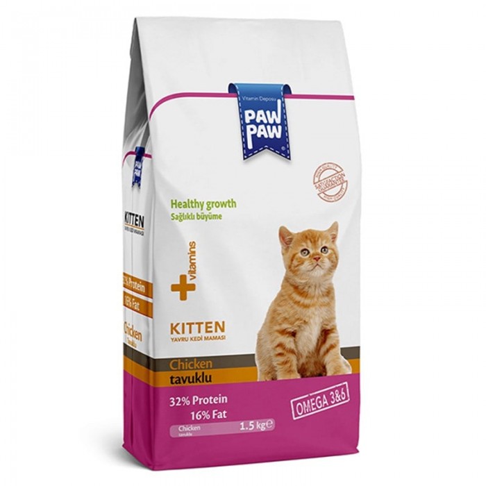Paw Paw Kitten Tavuk Etli Yavru Kedi Maması 15 Kg