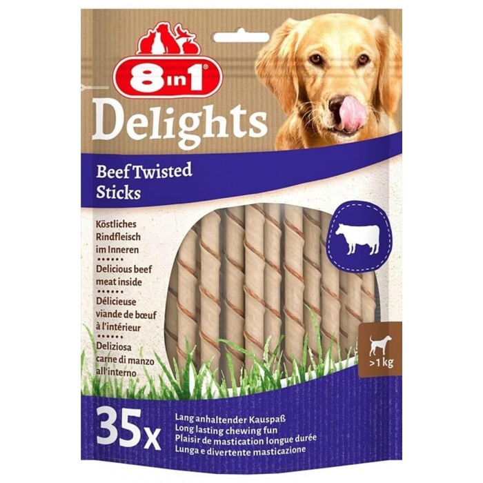 8IN1 Delights Bones Biftekli Burgu Köpek Çiğneme Kemikleri (35'li) 190gr