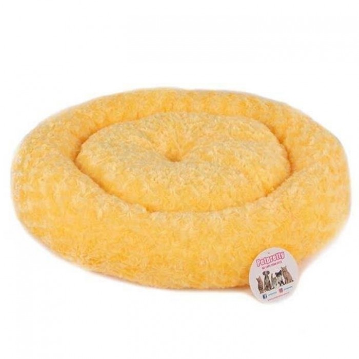 Pet Pretty Simit Peluş Kedi ve Köpek Yatağı Sarı 55x55cm