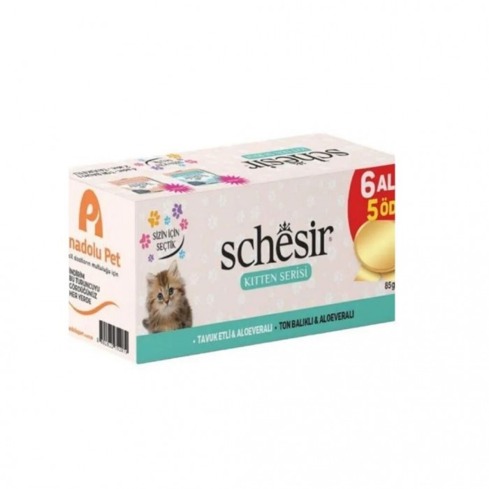 Schesir Tavuk Etli Ve Ton Kitten Serisi 6 Al 5 Öde Yavru Kedi Maması