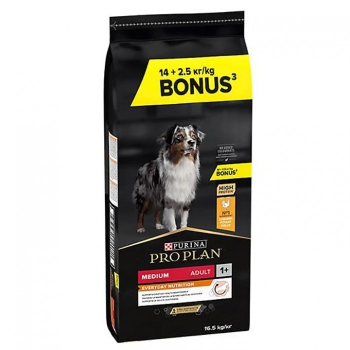 Pro Plan Medium Adult Tavuklu Yetişkin Köpek Maması 14+2,5KG (Bonus Paket)