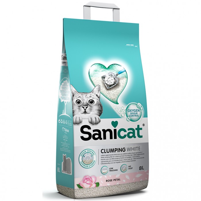 Sanicat Clumping White Gül Kokulu Topaklanan Kedi Kumu 8lt