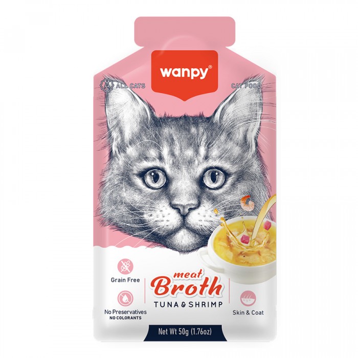 Wanpy Karidesli ve Ton Balığı Kedi Çorbası 50 gr