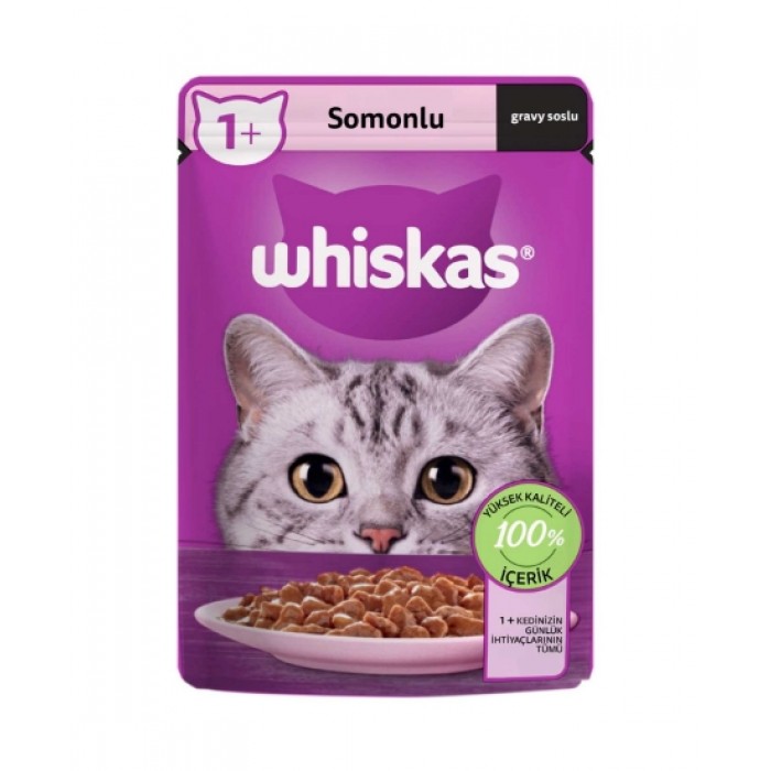 Whiskas Pouch Sos İçinde Somonlu Yetişkin Kedi Konservesi 85gr