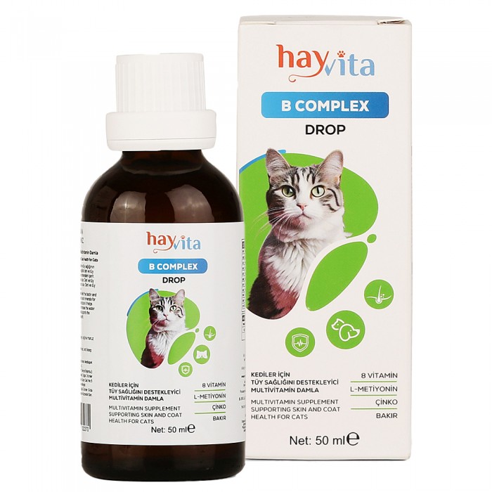 Hayvita B Complex Kediler İçin Tüy Dökülmesini Engelleyici Multivitamin Damla 50ml