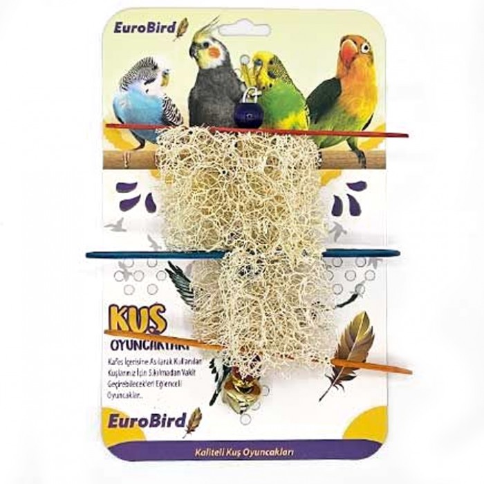 EuroBird 3 Tahtalı 2 Loofahlı Zilli Kuş Oyuncağı