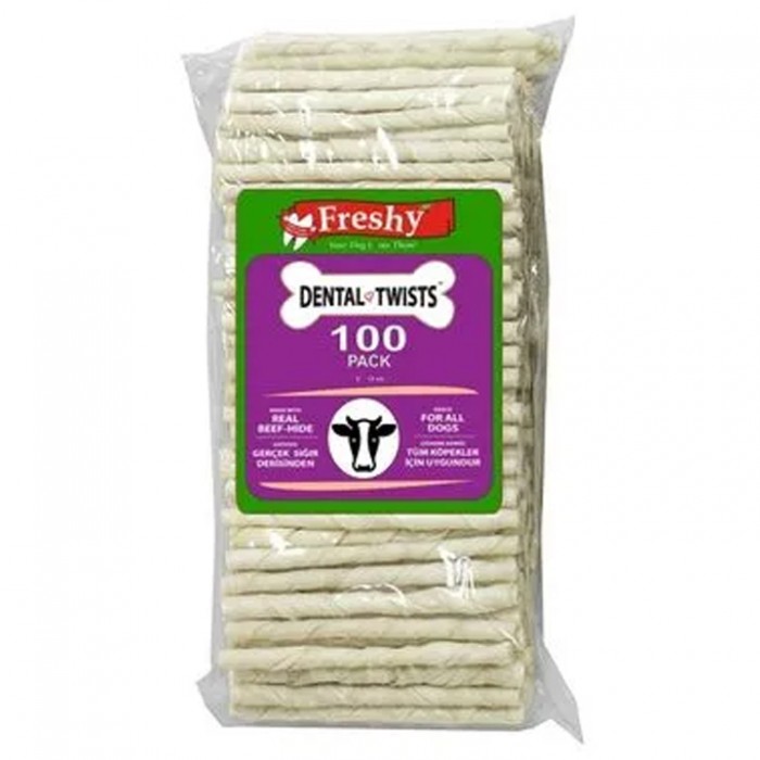 Freshy Dental Twist Sütlü Burgu Çubuk Köpek Ödülü 100 Adet (600gr)