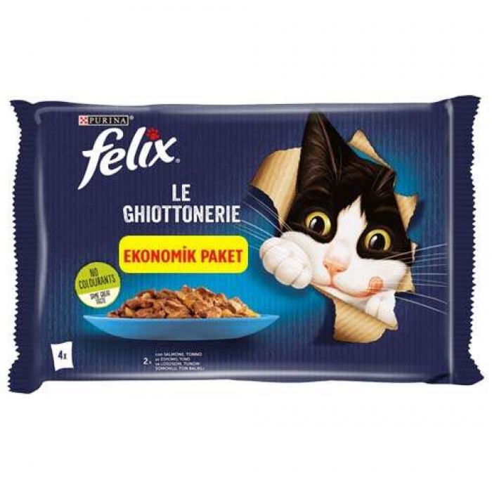 Felix Jöle İçinde Somonlu ve Ton Balıklı Yetişkin Kedi Konservesi 85gr (4'lü)