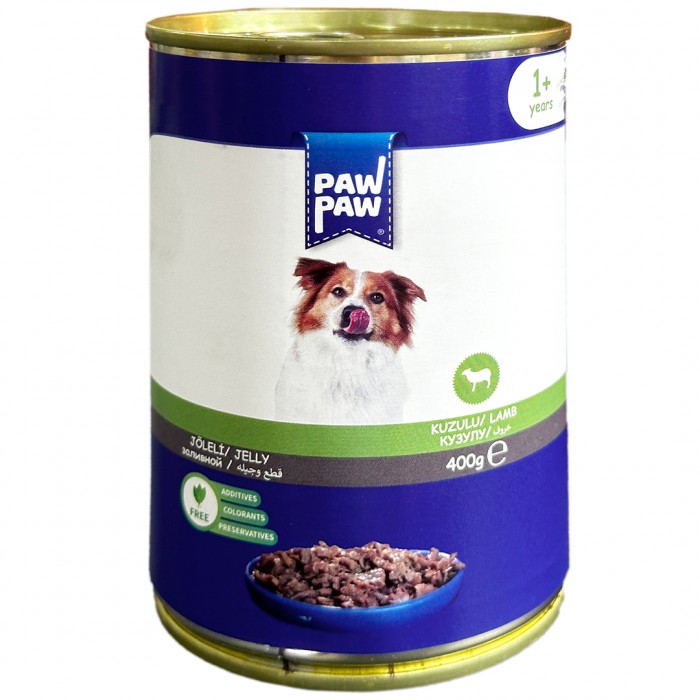 Paw Paw Jelly Parça Etli Kuzulu Yetişkin Köpek Konservesi 400gr