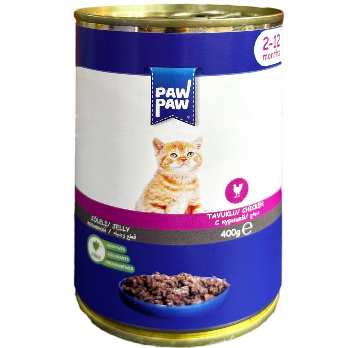 Paw Paw Jelly Parça Etli Tavuklu Yavru Kedi Konservesi 400gr