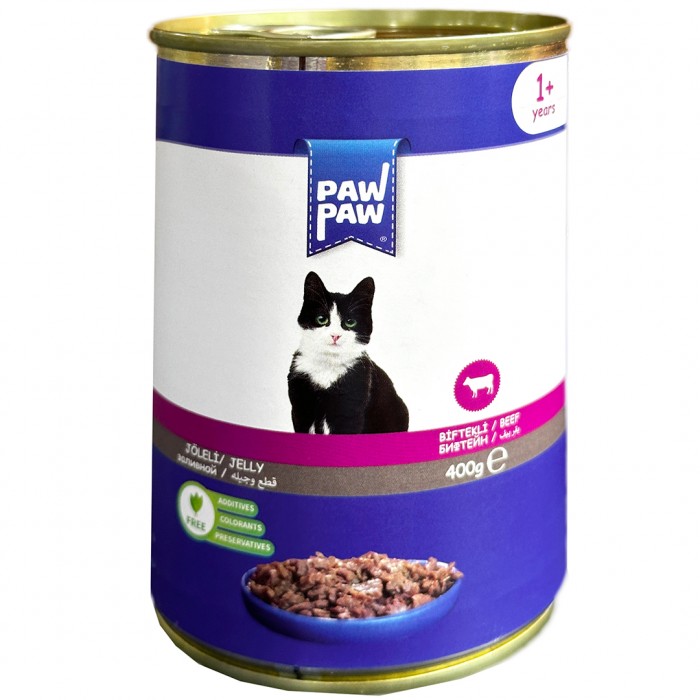 Paw Paw Jelly Parça Etli Biftekli Yetişkin Kedi Konservesi 400gr