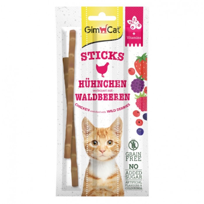 Gimcat Superfood Duo Sticks Tavuklu Yaban Mersinli Kedi Ödül Çubuğu 3lü 15Gr