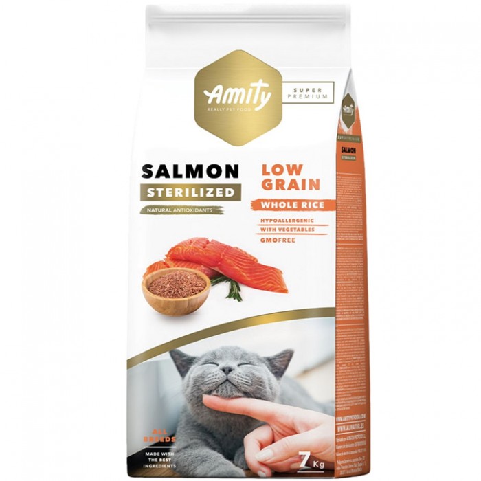 Amity Süper Premium Salmon Düşük Tahıllı Somonlu Kısırlaştırılmış Kedi Maması 7 KG