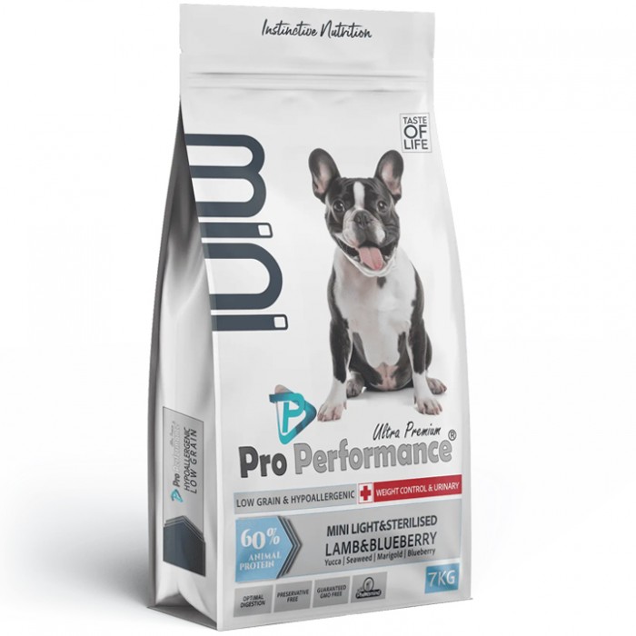 Pro Performance Ultra Premium Mini Kuzulu & Yabanmersinli Küçük Irk Light&Kısırlaştırılmış Köpek Maması 7KG