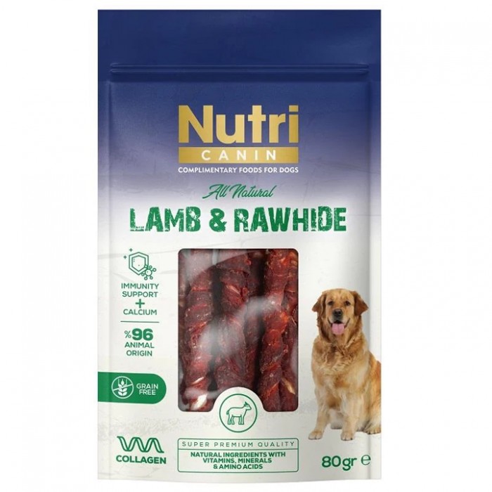 Nutri Canin Lamb&Rawhide Kuzu Eti Sargılı Sığır Derisi Köpek Ödül Maması 80gr