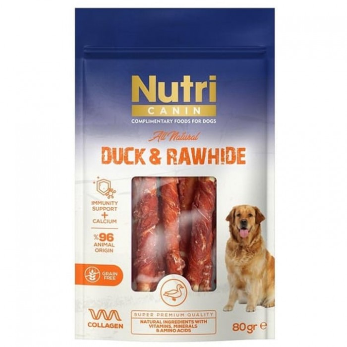 Nutri Canin Duck&Rawhide Ördek Eti Sargılı Sığır Derisi Köpek Ödül Maması 80gr