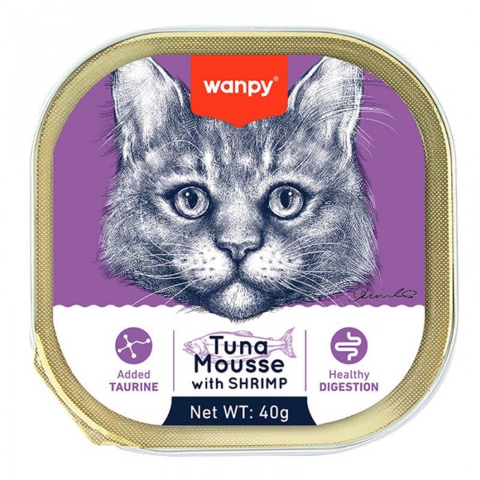 Wanpy Kedi Ton Balıklı & Karidesli Alutray Yaş Mama 40g