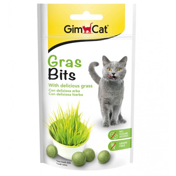 GimCat GrasBits Çimen Aromalı Sindirim Sistemi Destekleyici Şekersiz Kedi Ödül Maması 50gr