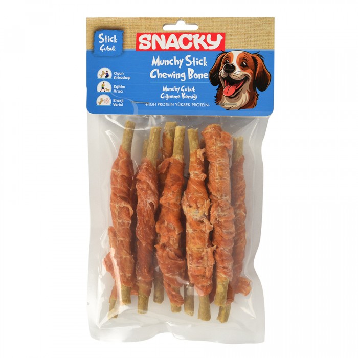 Snacky Munchy Tavuk Sargılı Köpek Kemirme Çubuğu Ödül 10'lu (13cm 120 gr)