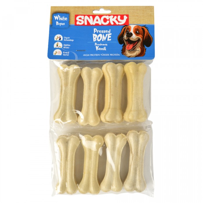 Snacky Beyaz Köpek Çiğneme Kemiği Beyaz 8'li (7.5 cm 180 gr)