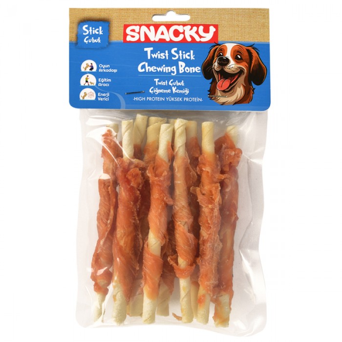 Snacky Twist Tavuk Sargılı Çubuk Köpek Ödül 10'lu (13 cm 100 gr)