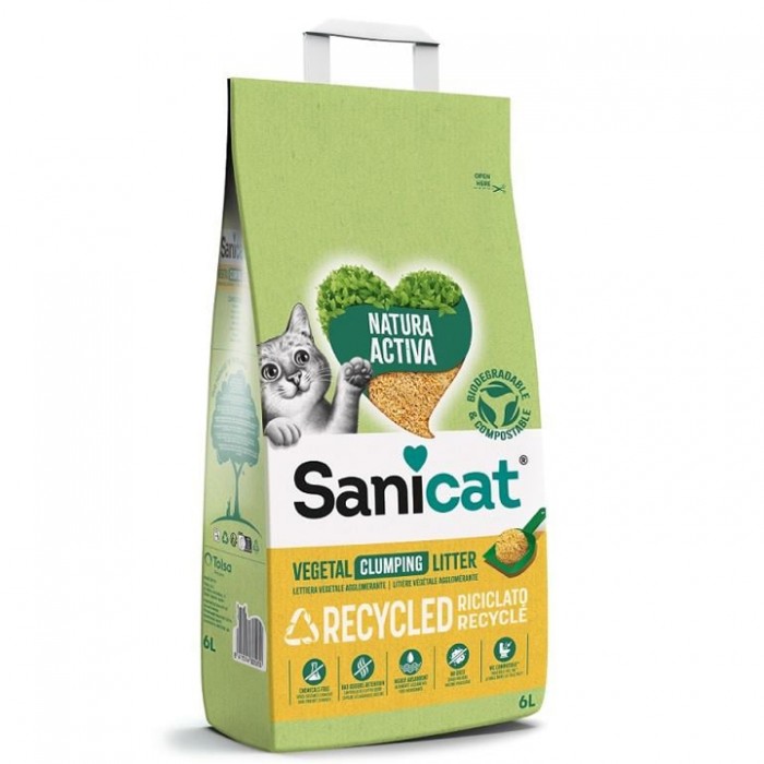 Sanicat Natura Activa Geri Dönüştürülmüş Bitkisel Topaklanan Kedi Kumu 10lt