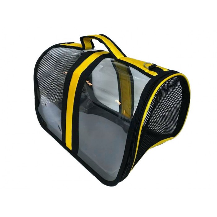 Bacco Milano Şeffaf Kedi Köpek Taşıma Çantası 44x28x28cm (Sarı)