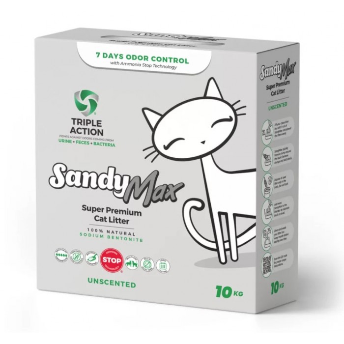 Sandy Max Triple Action Aktif Karbonlu Bentonit Kedi Kumu 10lt