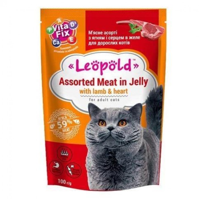 Leöpöld Pouch Kuzulu Yetişkin Püre Kedi Konservesi 100 gr