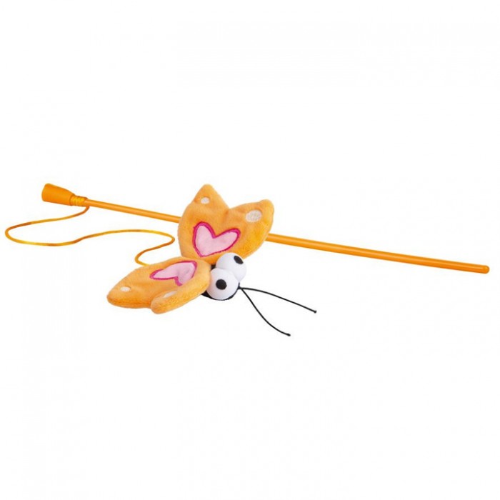 Rogz Cat Teaser Toy Butterfly Magic Stick - Kelebek Peluş Kedi Oltası 80 cm (Turuncu)