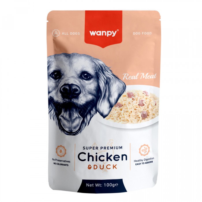 Wanpy Pouch Tavuklu & Ördekli Yaş Köpek Maması 100gr