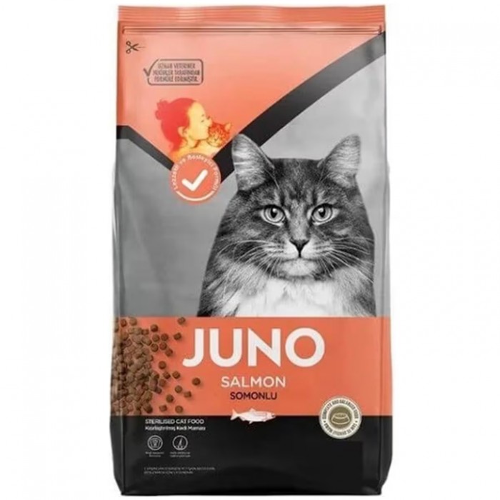 Juno Sterilised Salmon - Somonlu ve Pirinçli Kısırlaştırılmış Kedi Maması 15KG