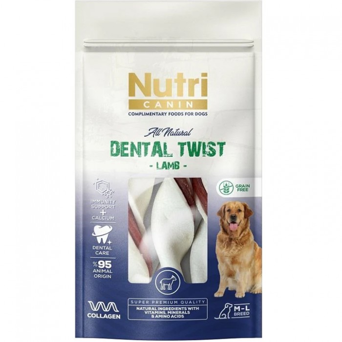 Nutri Canin Kuzu Eti Sargılı Dental Twist Köpek Çiğneme Kemiği 120gr