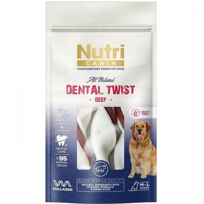 Nutri Canin Biftekli Eti Sargılı Dental Twist Köpek Çiğneme Kemiği 120gr